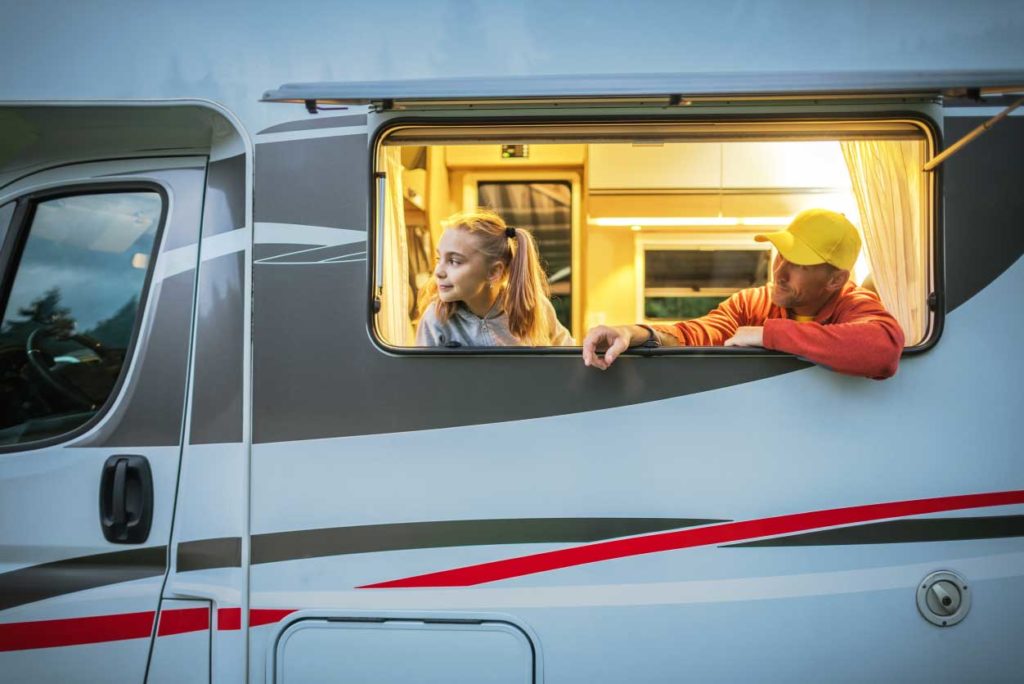 Father and Daughter traveling for RV camping in North Dakota